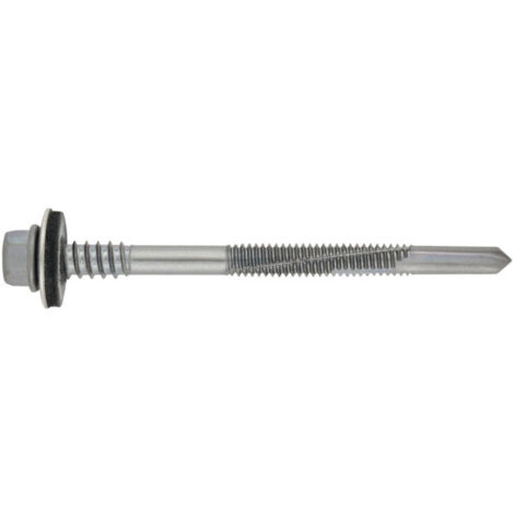 Caja de 100 - Tornillo de punta extra larga 5 recubrimiento ATLANTIS C4-M con arandela - Acero inoxidable A2 5,5 / 6,3 x 105 P16