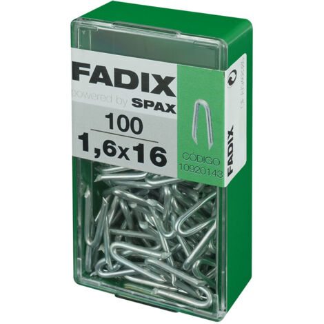 Caja de 100 unidades de grampillones en cinc 1,6x16mm Fadix