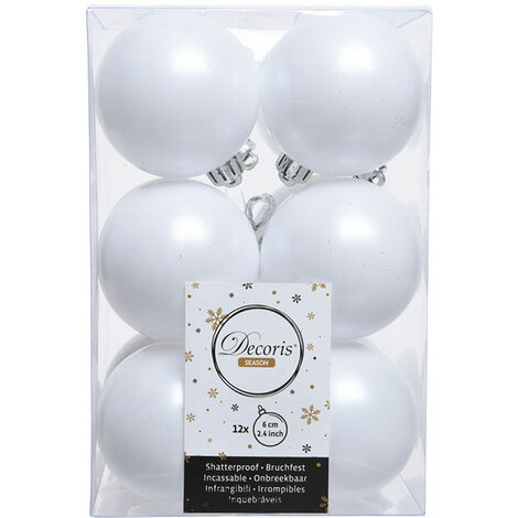 Caja de 12 bolas blancas decorativas para arbol de navidad EDM 72012