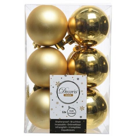 Caja de 12 bolas doradas decorativas para arbol de navidad EDM 71869