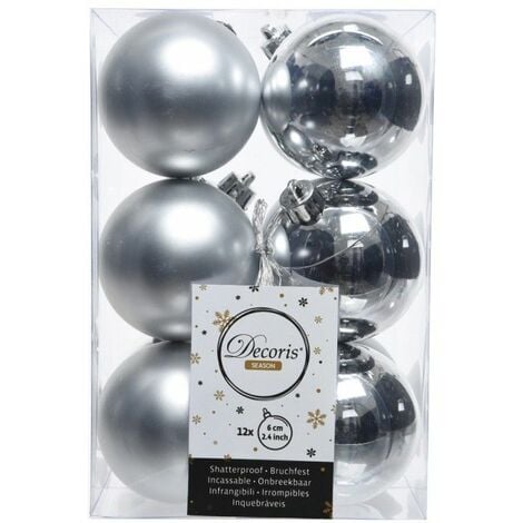 Caja de 12 bolas plata decorativas para arbol de navidad EDM 71870