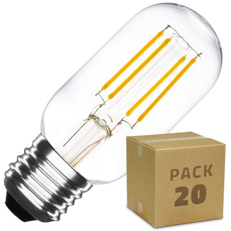 

Efectoled - Caja de 20 Bombillas LED E27 Casquillo Gordo Regulable Filamento Tory T45 4W Blanco Cálido