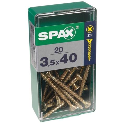 Caja de 20 unidades de tornillo para madera Spax con cabeza plana en Yellox 3,0x40mm Spax