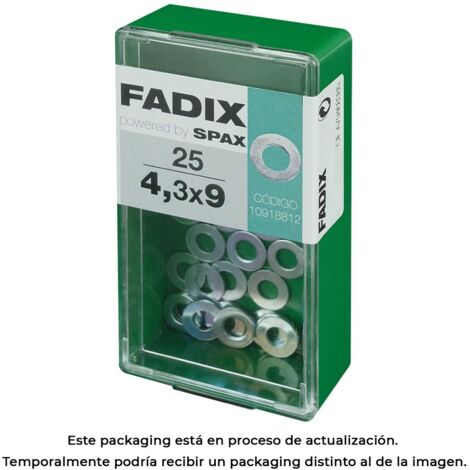 Caja de 25 unidades de arandela plana en cinc 4,3x9mm Fadix