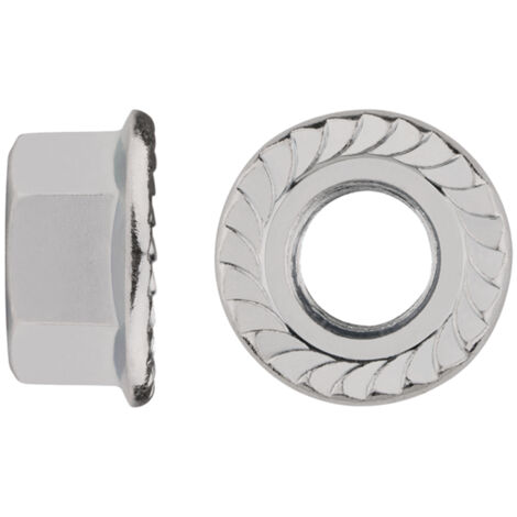 Caja de 250 - Tuerca hexagonal con base dentada - Inox A2 M8