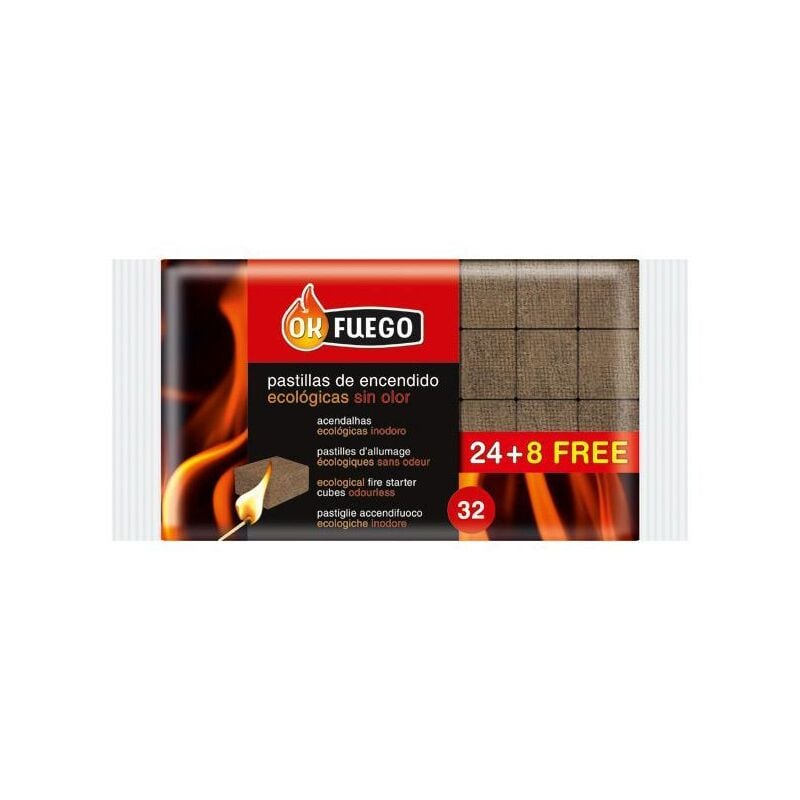 

flower ok fuego pastillas encendido ecologica 24 und+8 und 50204 - Mibricotienda