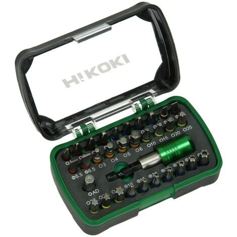 Caja de 32 puntas de destornillador con portapuntas magnético de 1/4 – HITACHI HIKOKI 750363