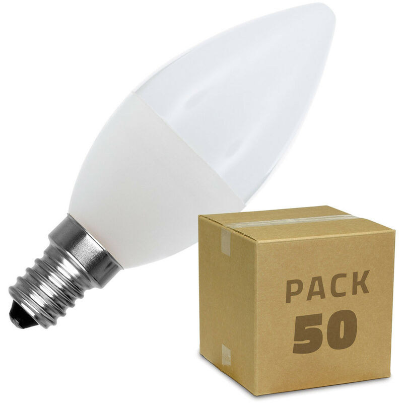 

Caja de 50 Bombillas LED E14 Casquillo Fino C37 5W Blanco Frío