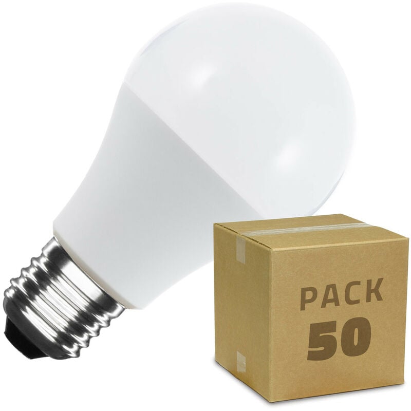 

Caja de 50 Bombillas LED E27 Casquillo Gordo A60 10W Blanco Frío