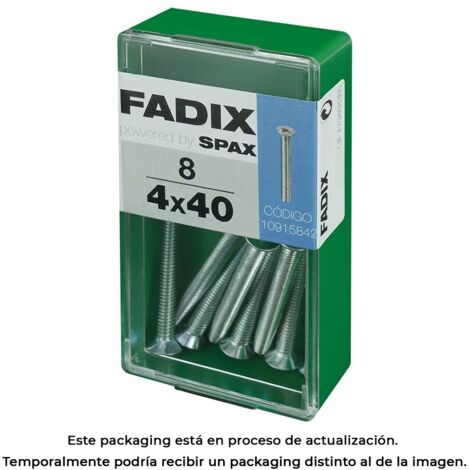 Caja de 8 unidades de tornillo métrico con cabeza plana M 4x40mm Fadix