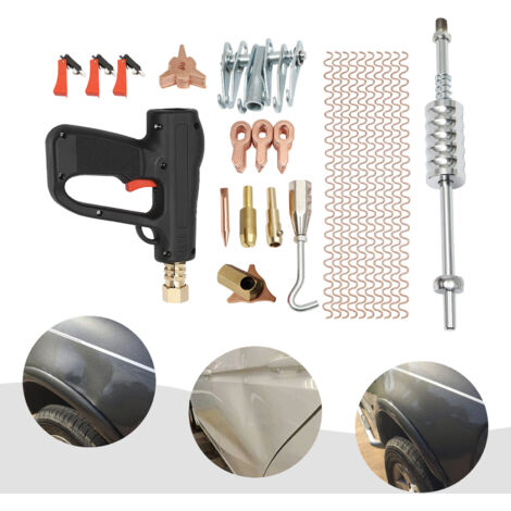 Caja de accesorios para reparador de 86 piezas, herramienta para abolladuras, reparación de carrocería, soldadora