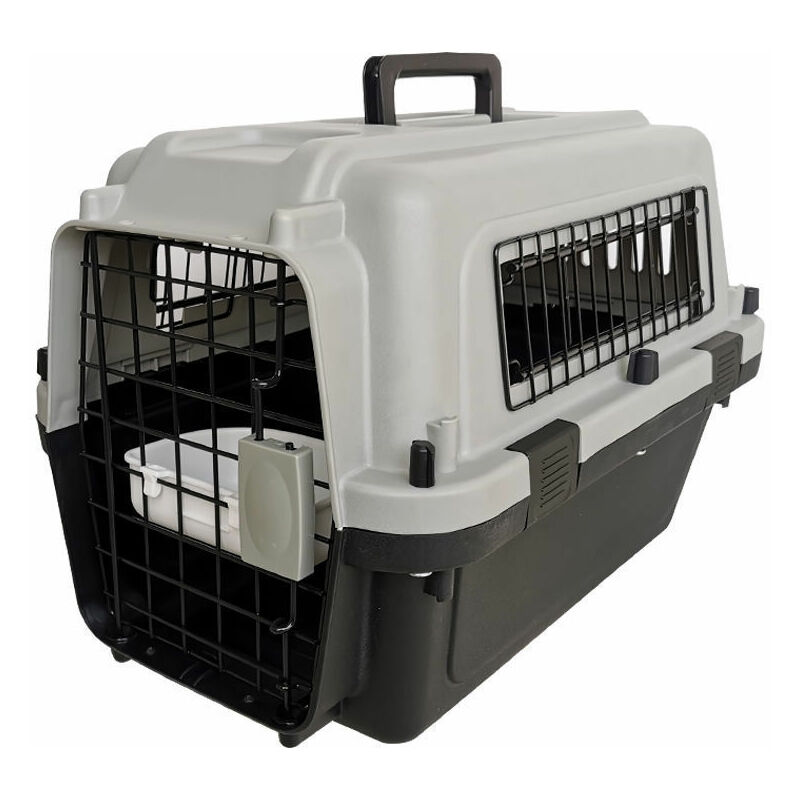 

Caja de aire para mascotas estándar de aviación internacional, jaula para gatos, jaula para perros, estuche de transporte a cuadros, ventana de metal