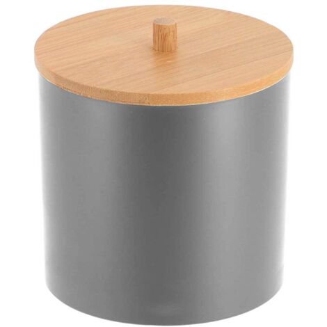 Caja de algodón y bastoncillos ps gris con tapa de bambú - bambú gris - Tendance
