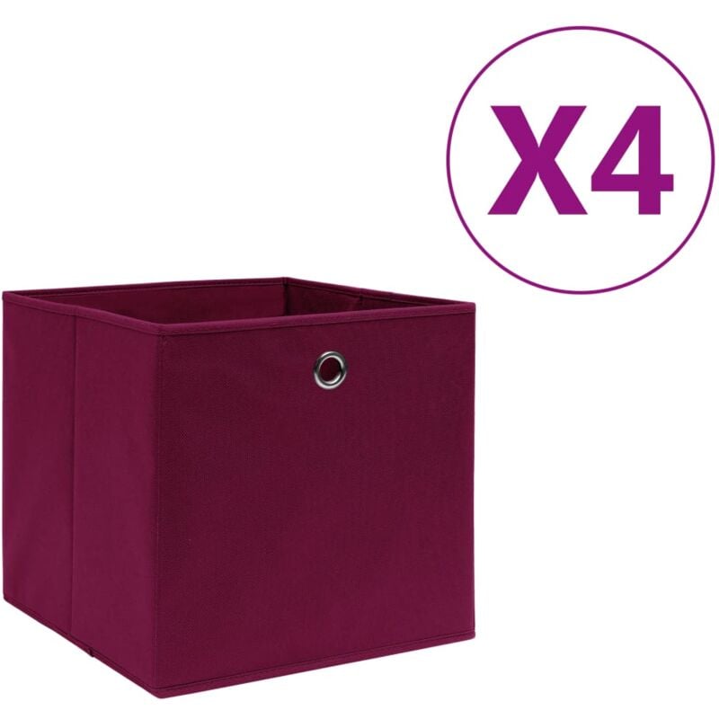 

vidaXL Caja de almacenaje 4 uds tela no tejida 28x28x28cm rojo oscuro - Rojo