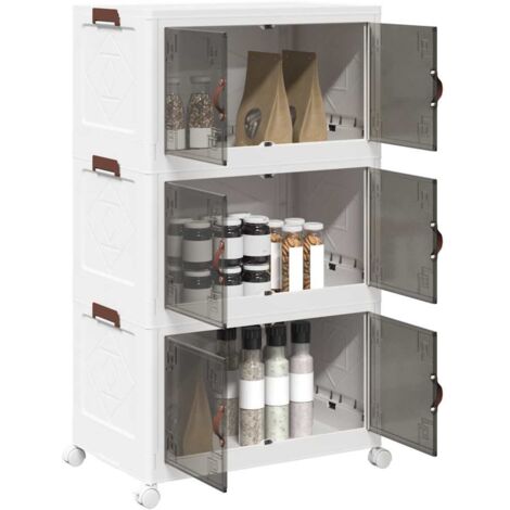 Caja de almacenaje apilable con ruedas 3 niveles 75 L