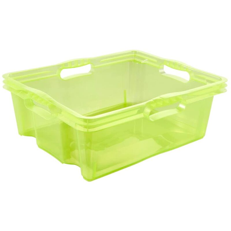 

Keeeper - Caja de Almacenaje con Asas Integradas, Tamaño: L, 43 x 35 x 15 cm, 16 l, Verde Transparente