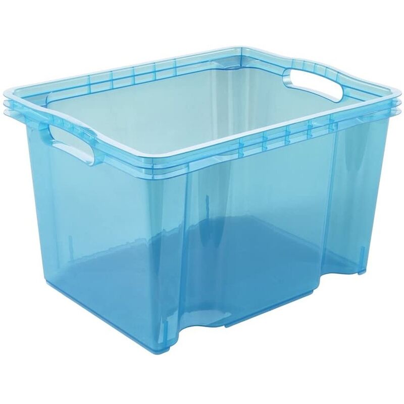 

Keeeper - Caja de Almacenaje con Asas Integradas, Tamaño: M, 35 x 27 x 21 cm, 13,5 l, Azul Transparente