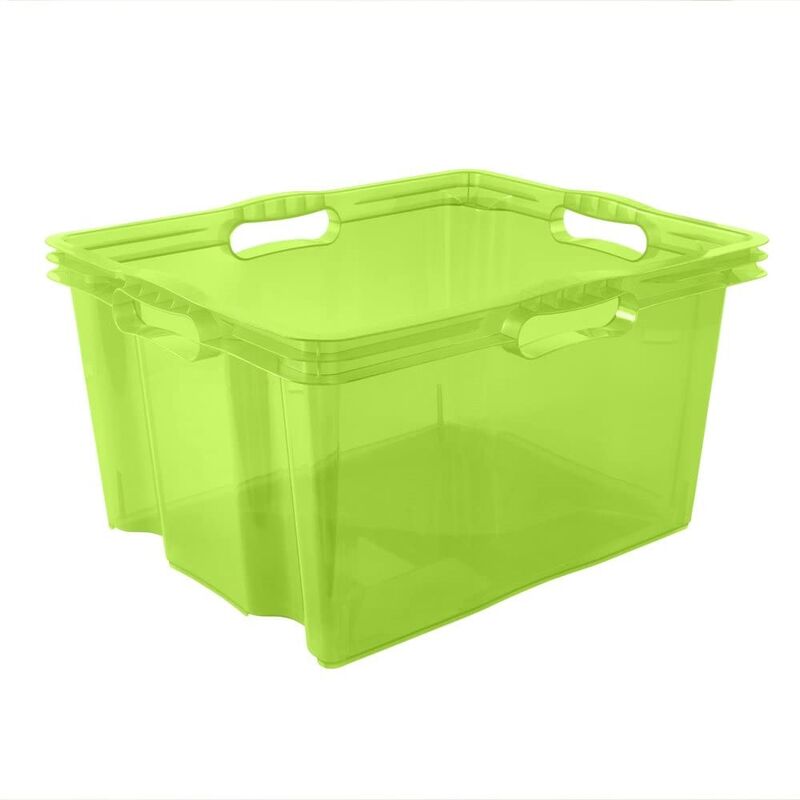 

Keeeper - Caja de Almacenaje con Asas Integradas, Tamaño: XL, 43 x 35 x 23 cm, 24 l, Verde Transparente