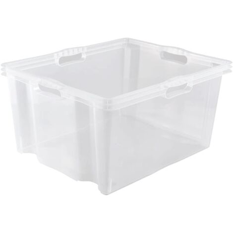 Caja de Almacenaje con Asas Integradas, Tamaño: XXL, 52 x 43 x 26 cm, 44 l, Transparente
