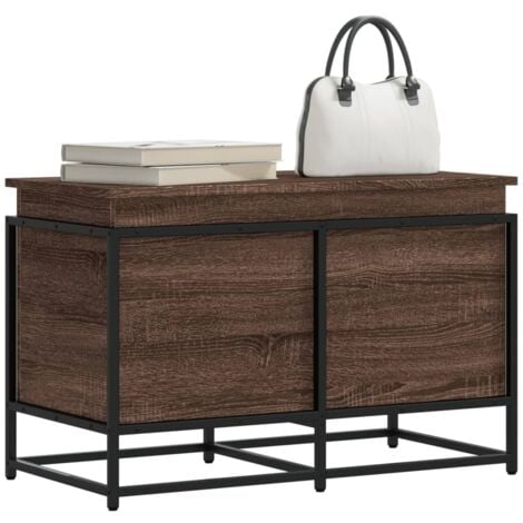 Caja de almacenaje con tapa madera marrón roble 80x40x51,5 cm