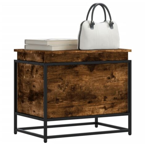 Caja de almacenaje con tapa madera roble ahumado 60x40x51,5 cm