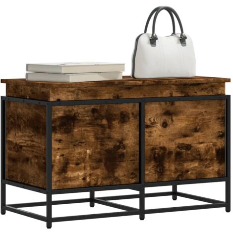 Caja de almacenaje con tapa madera roble ahumado 80x40x51,5 cm