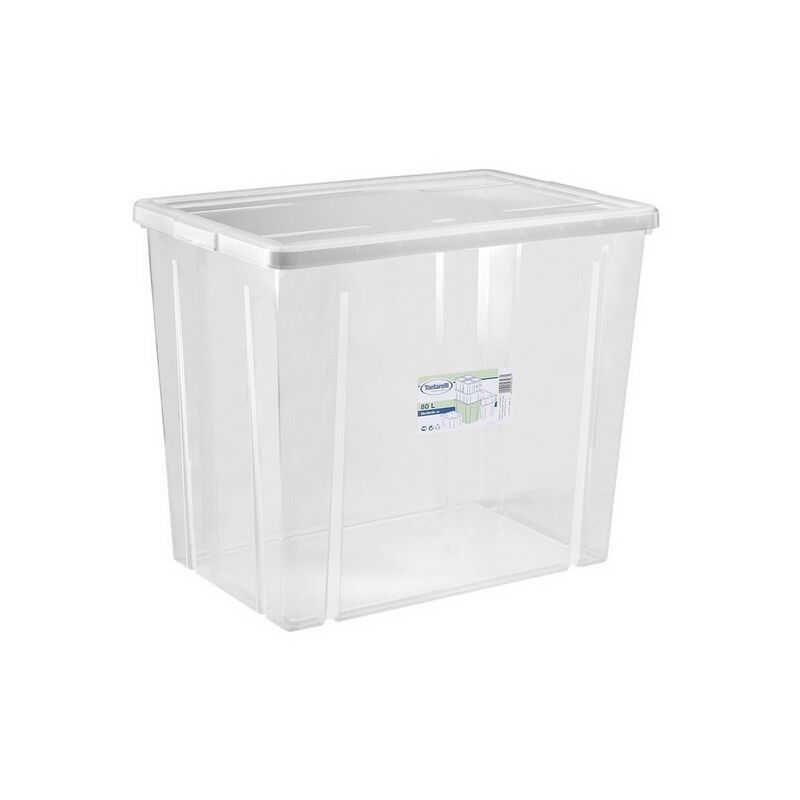 

Caja de almacenaje con tapa tontarelli 80 l transparente (59 x 39 x 48 cm) Rogal