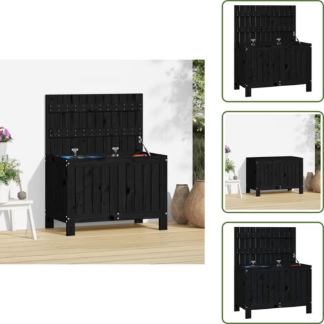 Caja de almacenaje de exterior - vidaXL Caja de almacenaje jardín madera de pino negro 76x42,5x54 cm - Caja de madera de pino