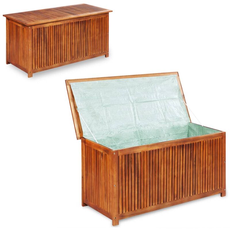 

Caja de almacenaje de jardín 150x50x58 cm madera maciza acacia