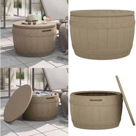 Caja de almacenaje de jardín 3 en 1 polipropileno marrón claro - Almacenamiento exterior - Asiento de jardín