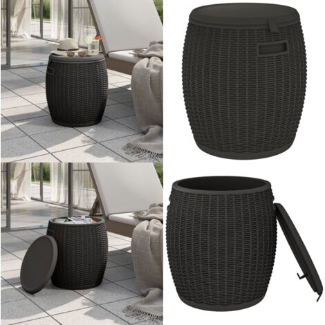 Caja de almacenaje de jardín 4 en 1 polipropileno negro - Almacenamiento exterior - Mesita de bar