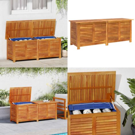 Caja de almacenaje de jardín madera maciza acacia 150x50x56 cm - Caja de almacenamiento exterior - Caja de almacenamiento de cojines