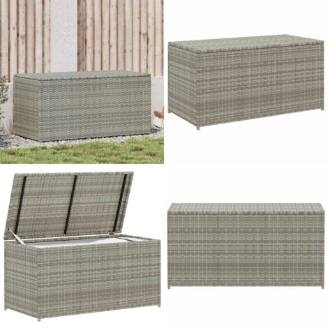 Caja de almacenaje de jardín ratán sintético gris 100x50x50 cm - Almacenamiento al aire libre - Caja de ratán sintético