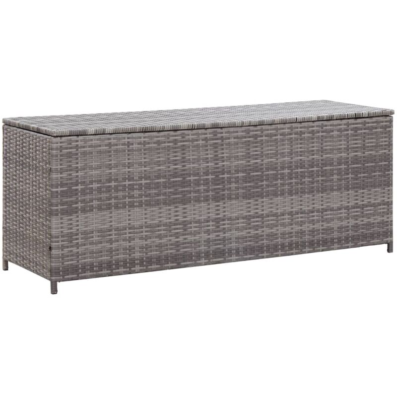 

Caja de almacenaje de jardín ratán sintético gris 150x50x60 cm