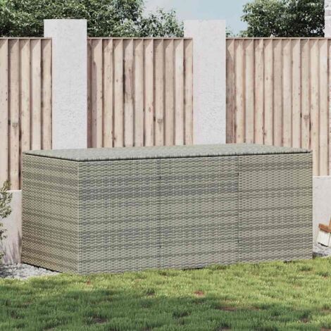 Caja de almacenaje de jardín ratán sintético gris 180x90x70 cm