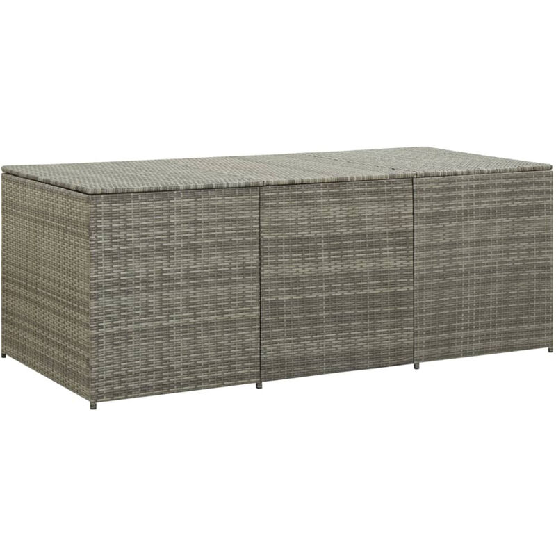 

Caja de almacenaje de jardin ratan sintetico gris 180x90x75 cm