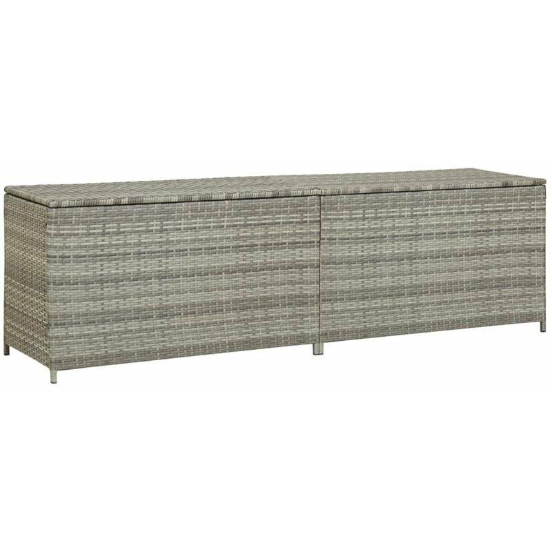 

Caja de almacenaje de jardin ratan sintetico gris 200x50x60 cm