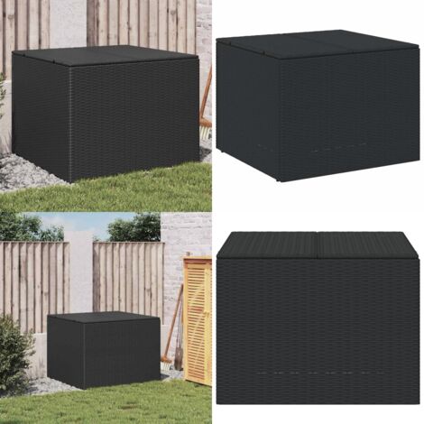 Caja de almacenaje de jardín ratán sintético negro 291L - Almacenamiento exterior - Caja de jardín ratán sintético