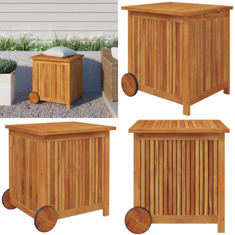 Caja de almacenaje de jardín ruedas acacia maciza 60x50x58 cm - Almacenamiento exterior - Muebles de jardín
