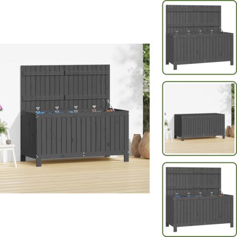 Caja de almacenaje de jardín - vidaXL Caja de almacenaje jardín madera de pino gris 121x55x64 cm - Caja de madera gris
