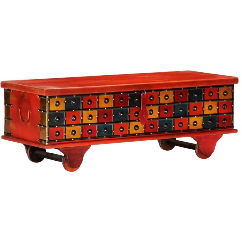 

Caja de almacenaje de madera maciza de acacia 110x40x40 cm rojo - Rojo