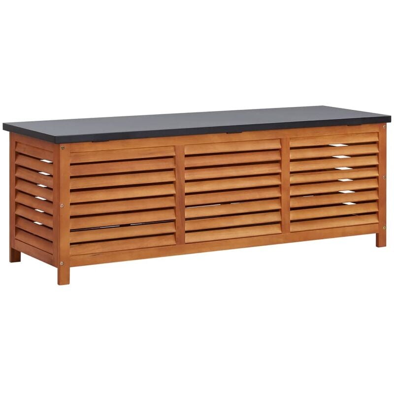 

Caja de almacenaje jardin madera maciza eucalipto 150x50x55 cm