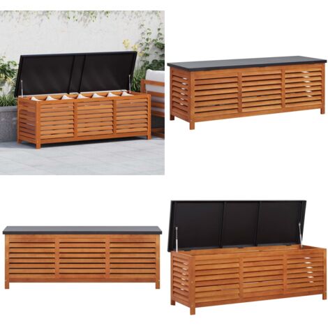 Caja de almacenaje jardín madera maciza eucalipto 150x50x55 cm - Caja de almacenamiento de jardín - Caja de almacenamiento de madera