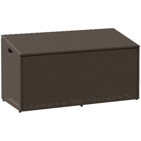Caja de almacenaje jardín ratán sintético marrón 110x50x58 cm