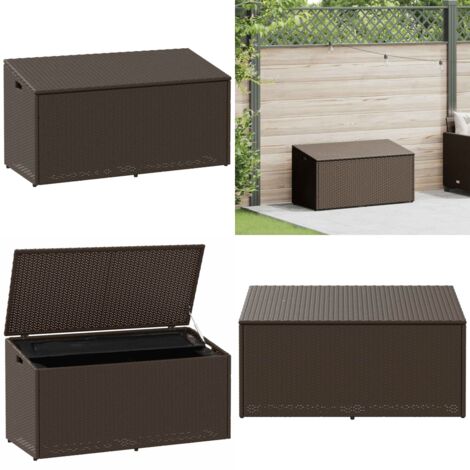 Caja de almacenaje jardín ratán sintético marrón 110x50x58 cm - Ratán sintético - Caja de jardín