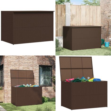 Caja de almacenaje jardín ratán sintético marrón 150x100x100 cm - Caja de almacenamiento de jardín - Caja de almacenamiento de exterior sintético