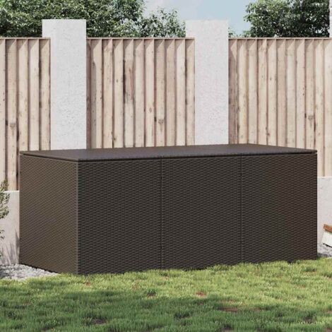 Caja de almacenaje jardín ratán sintético marrón 180x90x70 cm