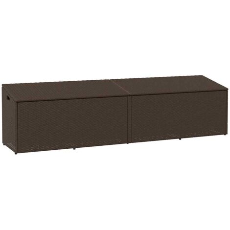 Caja de almacenaje jardín ratán sintético marrón 220x50x58 cm