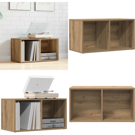 Caja de almacenaje madera ingeniería roble artisan 69,5x34x36cm - Caja de discos - Caja de transporte