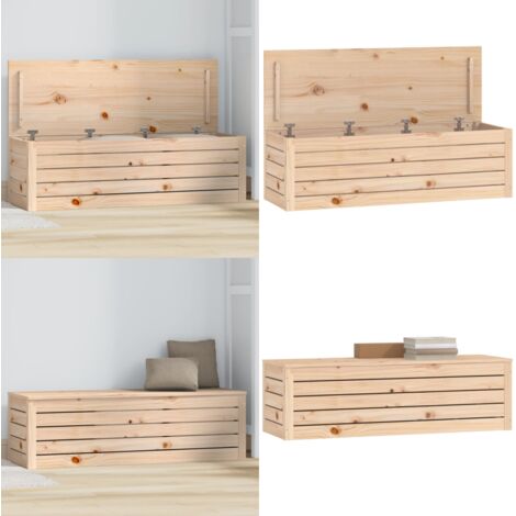 Caja de almacenaje madera maciza de pino 109x36,5x33 cm - Madera maciza - Pino